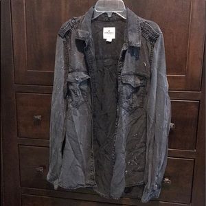 gray splatter american eagle flannel